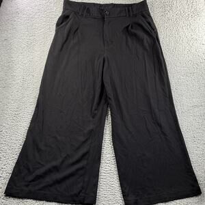 AMERICAN EAGLE PANTS WOMENS 18 SHORT BLACK SUPER HIGH RISE WIDE LEG FITS 38x28